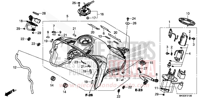 RESERVOIR A CARBURANT/POMPE A CARBURANT (1) de Africa Twin DCT GRAND PRIX RED (R380B) 2020